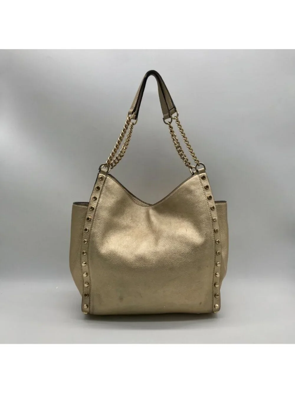 Michael Kors Gold Studded Newbury Medium Chain Shoulder Bag
